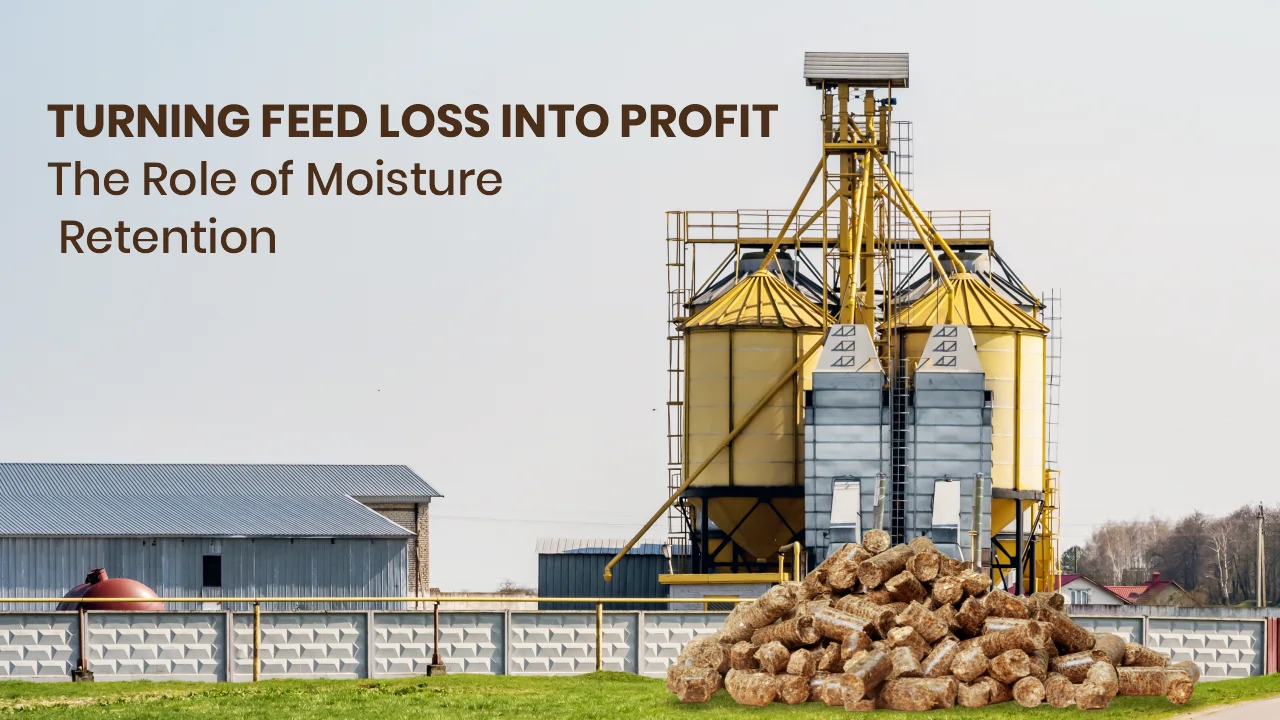 Animal feed pellets showing improved moisture retention using RETENTIO for higher PDI and reduced feed loss